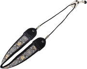 Accessori per Saxofono con Cinturino in Pelle e Bordure con Motivo di Fiori di Sotto (Regolabile con Gancio Metallico) per Sax Alto-Tenore