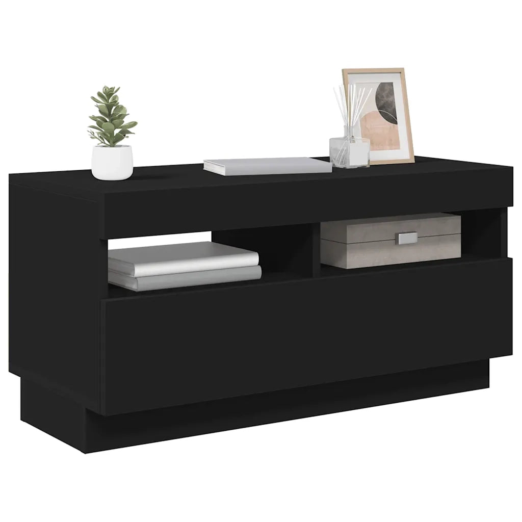 Mobile Porta TV con Luci LED Nero 80x35x40 cm
