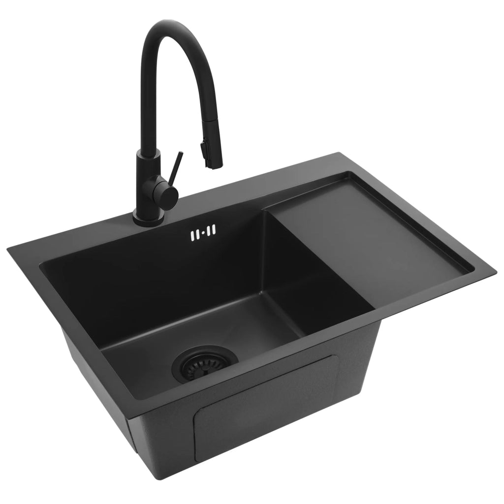 Lavello In Acciaio Fin Black con rubinetto da cucina