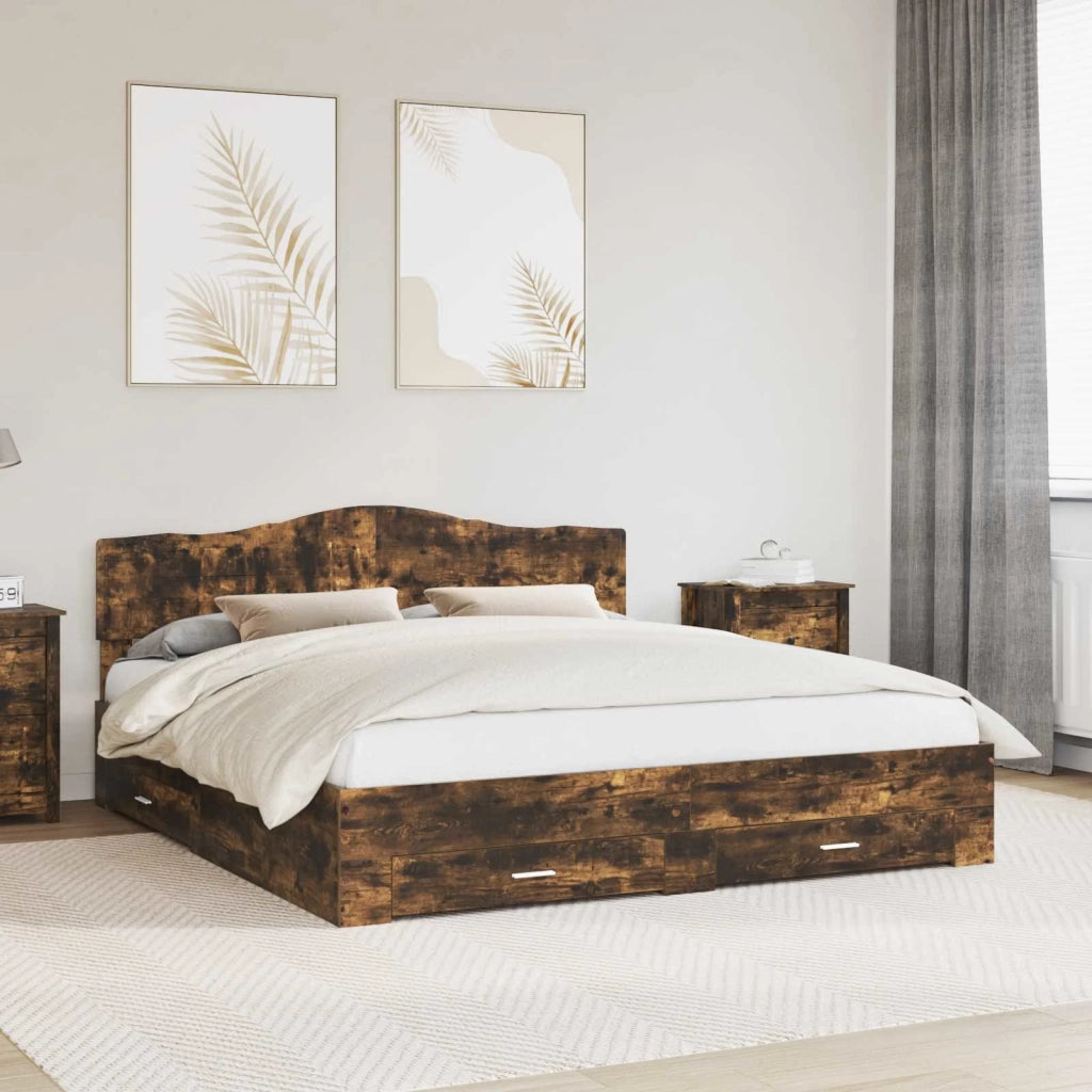 Struttura del letto Rovere fumé 200 x 200 cm Legno multistrato