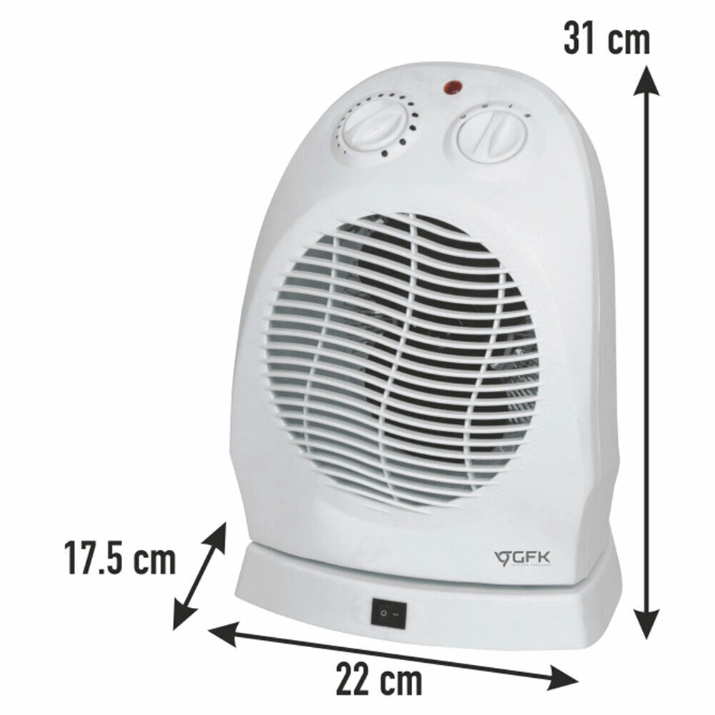 Caldobagno Termoventilatore Stufa Elettrica 2000W Oscillante Scalda Bagno Bianco