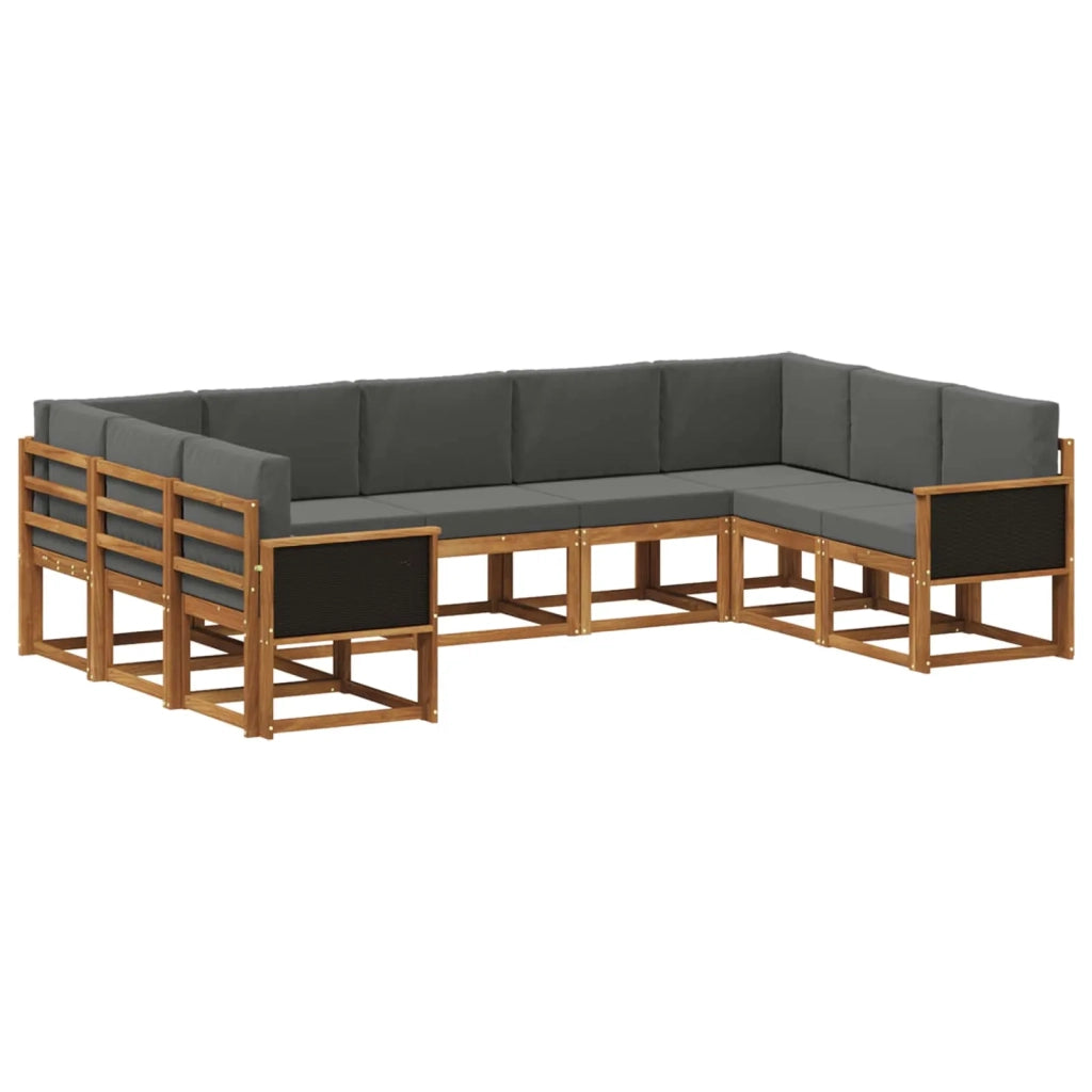 Set di divani da esterno con cuscino 9 pcs Naturale e Antracite 3385523