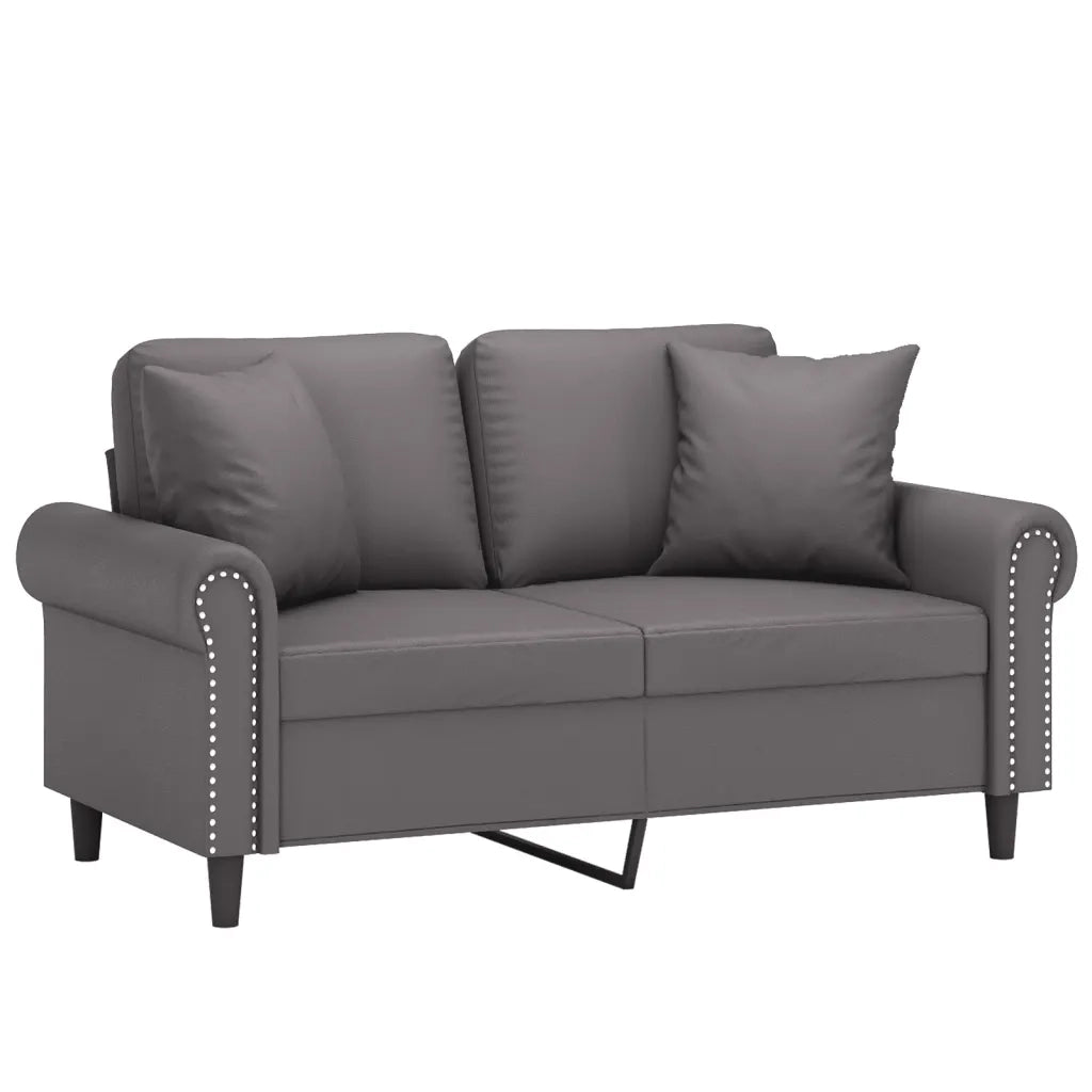 Divano a 2 Posti con Cuscini-Sofa 2 Posti con Cuscini Grigio 120 cm in Similpelle 778833