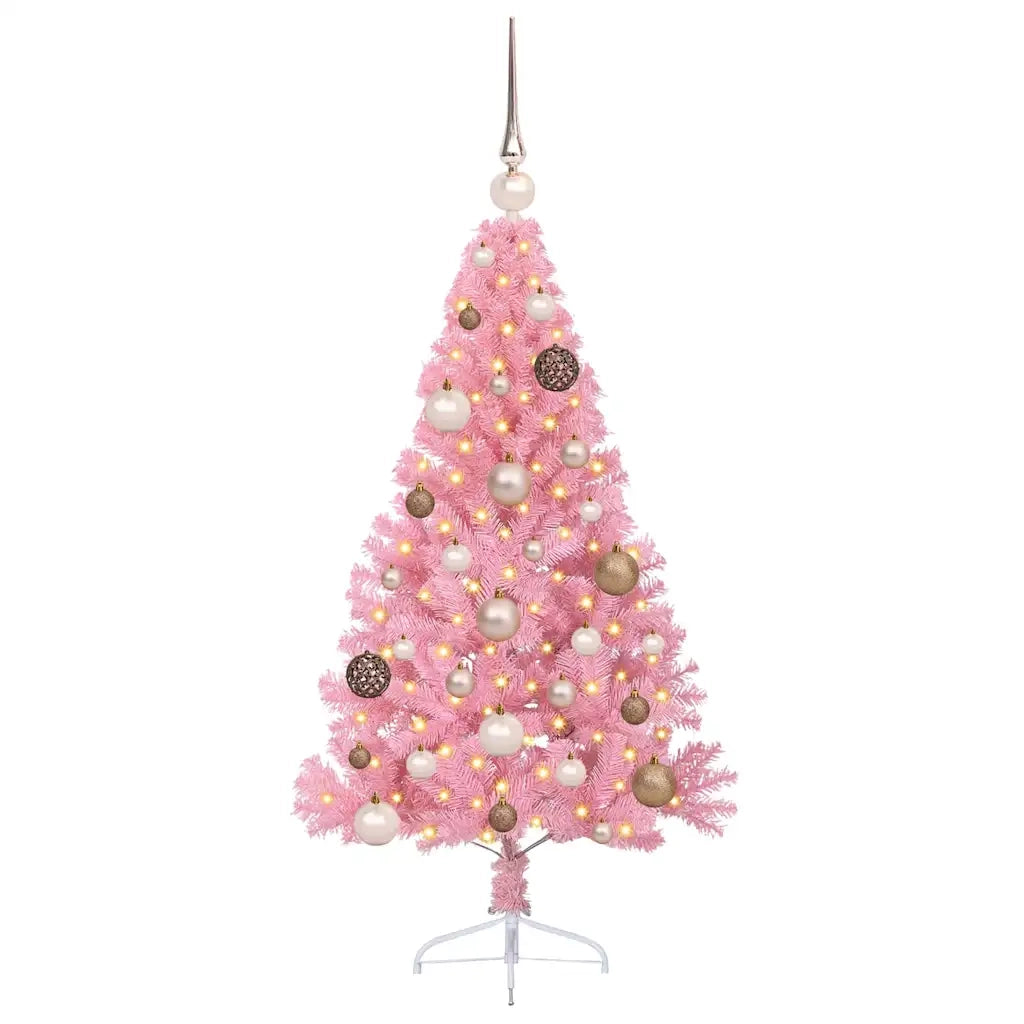 Albero di Natale artificiale con luci integrate Rosa 120 cm PVC