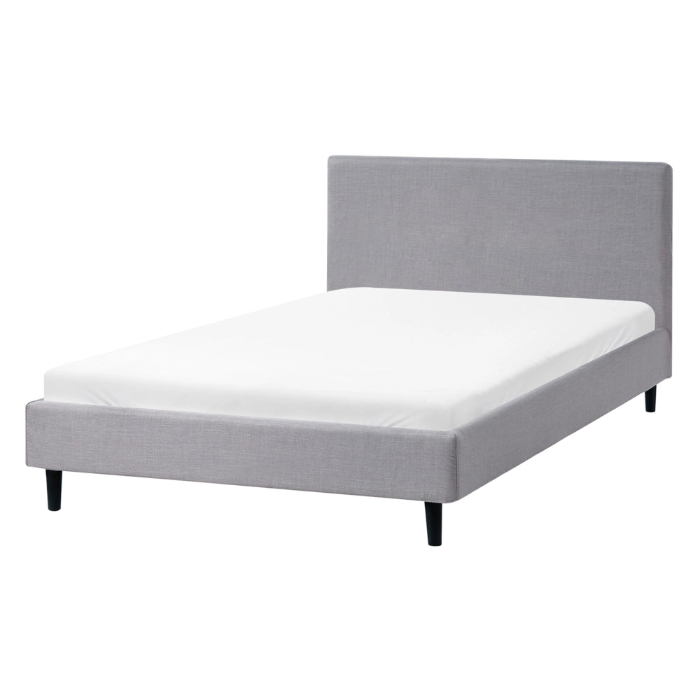 Letto matrimoniale in tessuto grigio chiaro 120 x 200 cm con rete stile contemporaneo