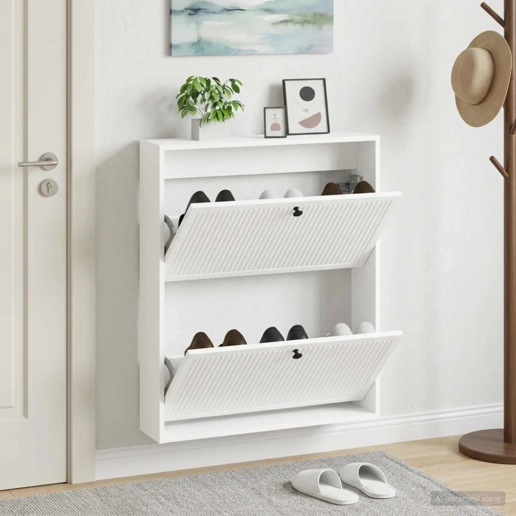 Mobiletto per Scarpe da Muro EDE 71 x 17 x 86 cm Bianco 895975