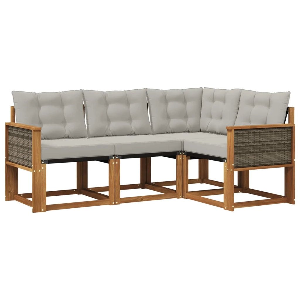 Set di divani da esterno 4 pz Naturale e Grigio Chiaro 3381915