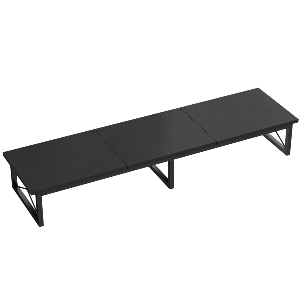 Supporto Monitor da Scrivania 114x30x16,5 cm Rialzo in Legno e Metallo Nero