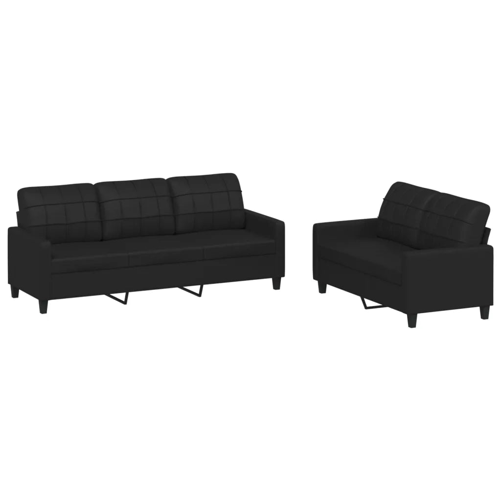 Set di Divani 2 pz con Cuscini Nero in Similpellecod mxl 107061