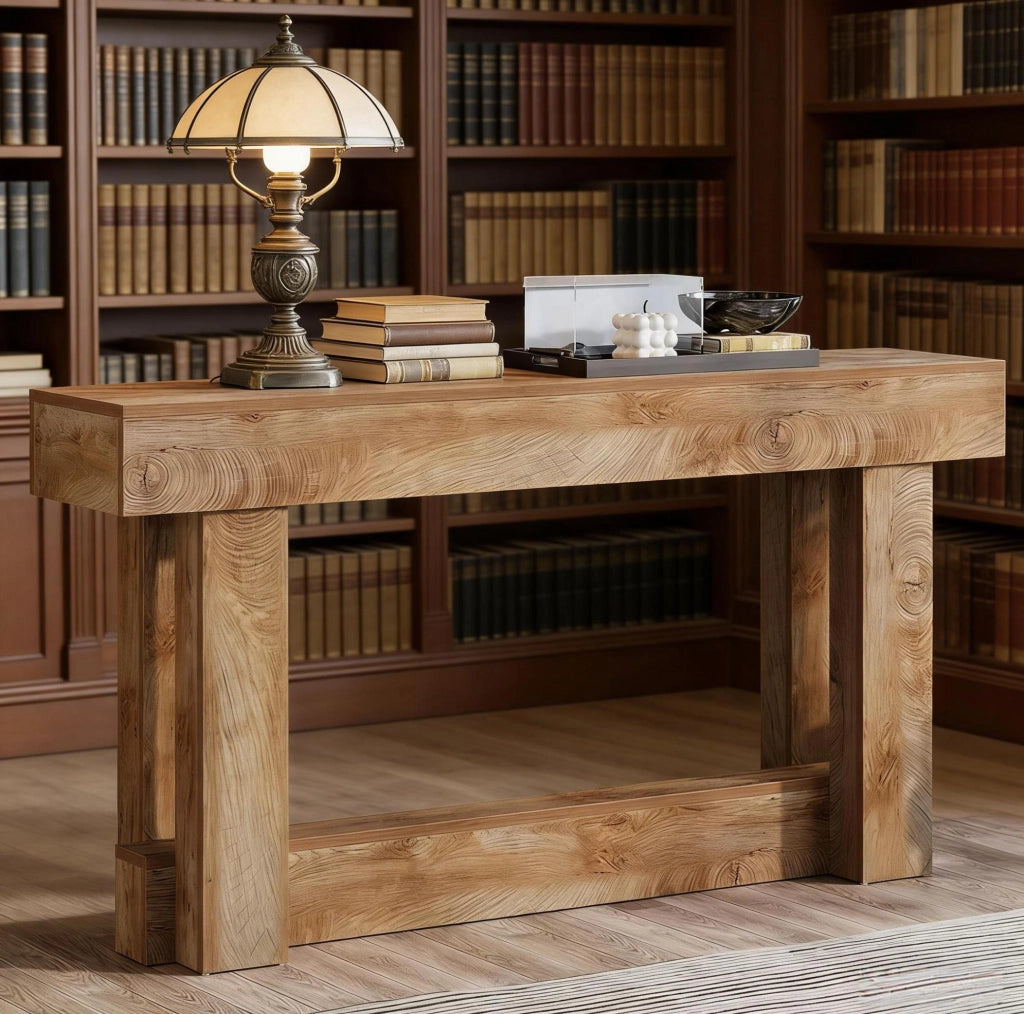 Console d'ingresso a 2 livelli in legno marrone, 160 x 30 cm