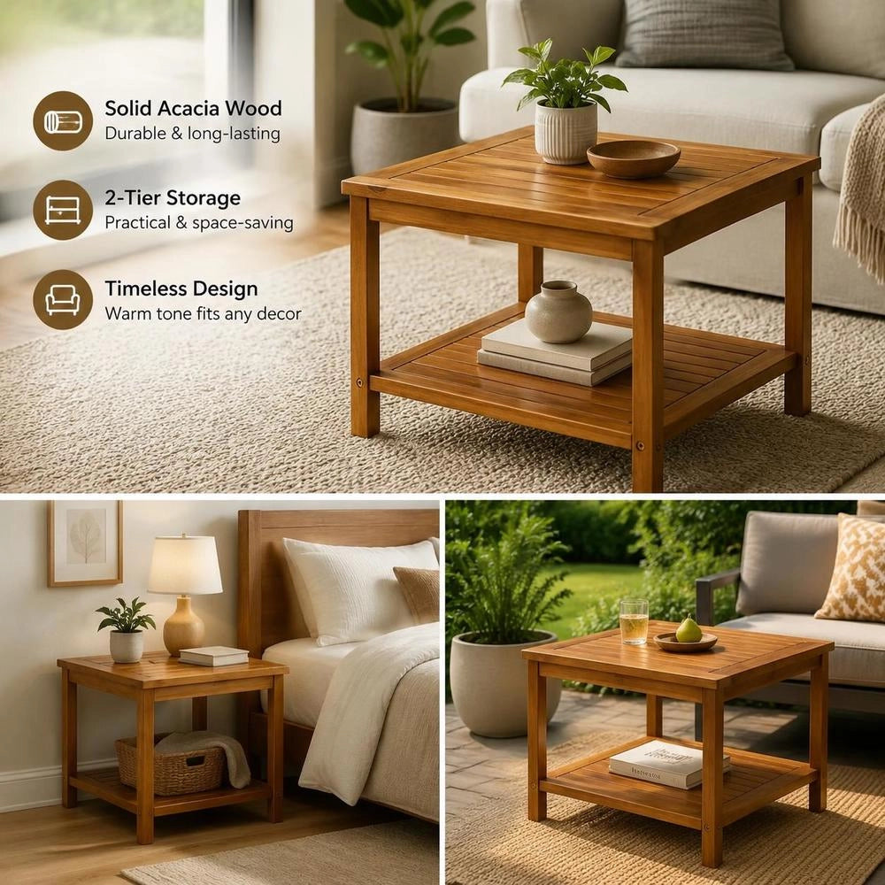 Coffee Table 60x60x45 Cm Solid Acacia Wood