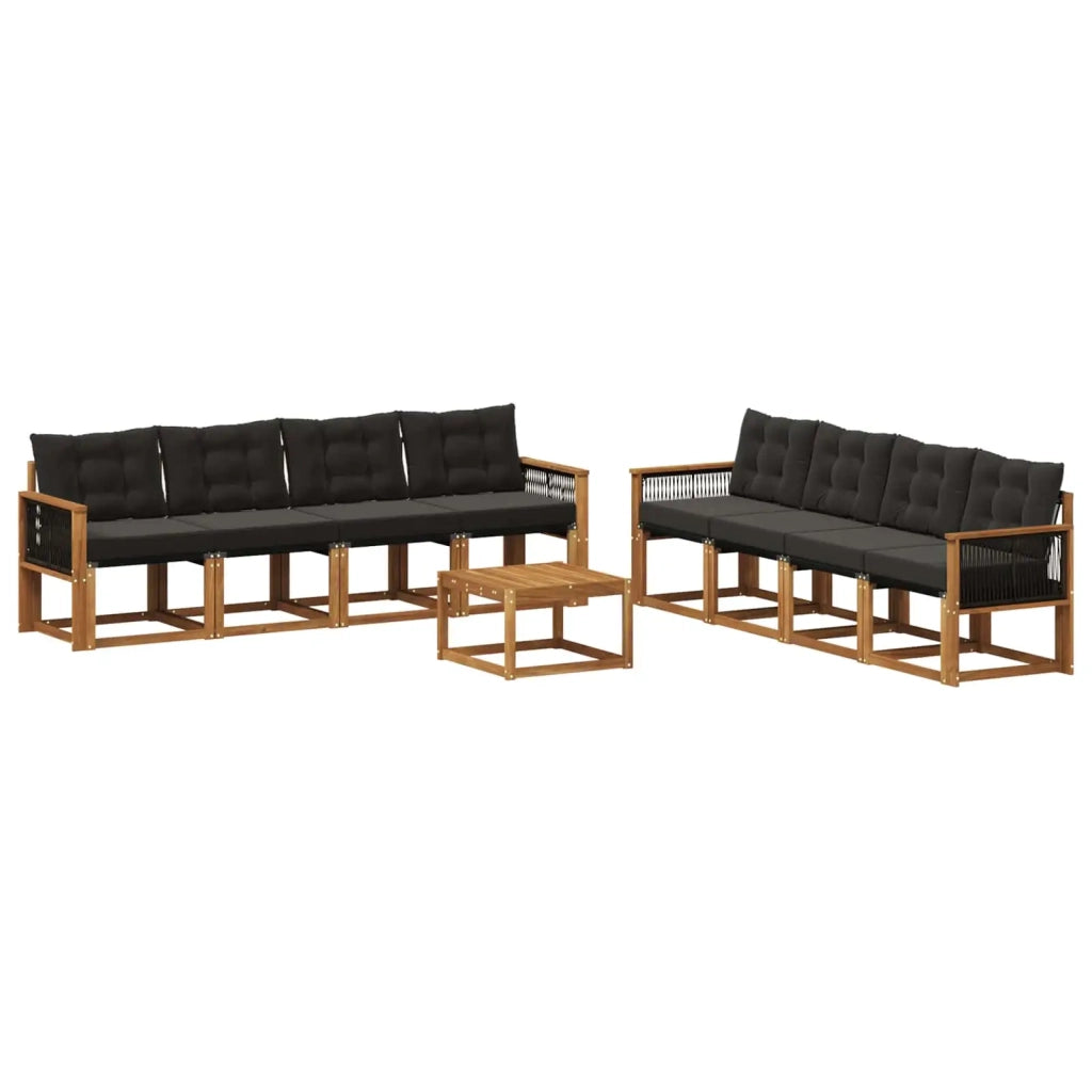 Set di divani da esterno 9 pz Naturale e Nero 3381856