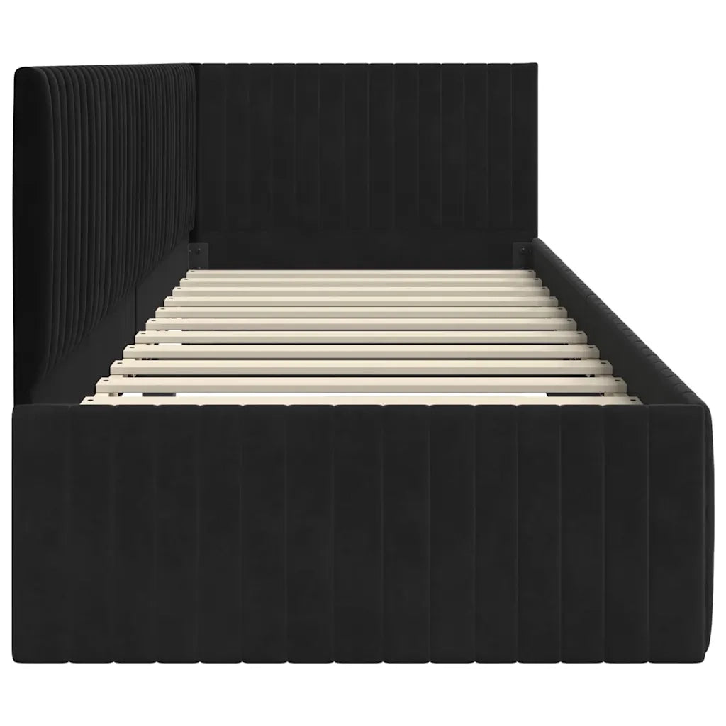 Cornice del letto ad angolo Nero 80 cm x 200 cm Velluto
