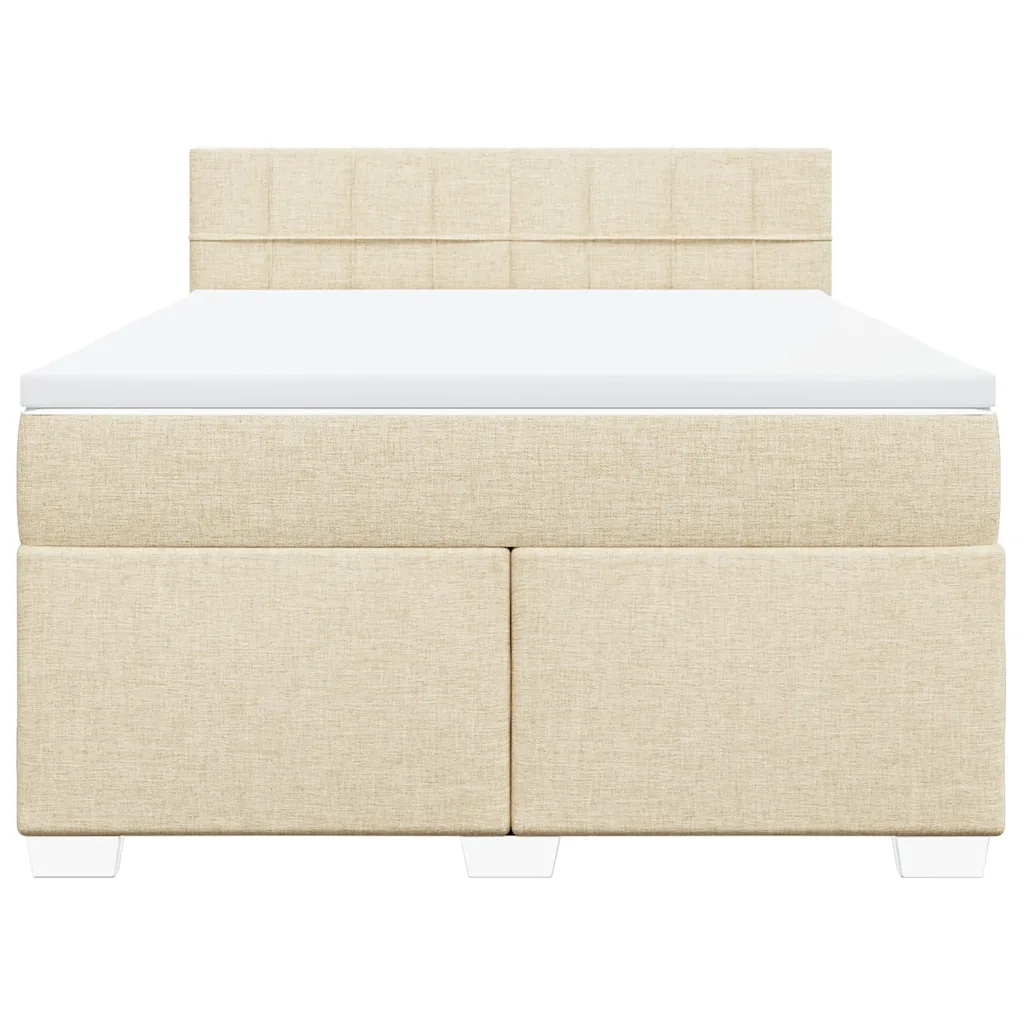 Giroletto a Molle con Materasso Crema 140x19 cm in Tessuto
