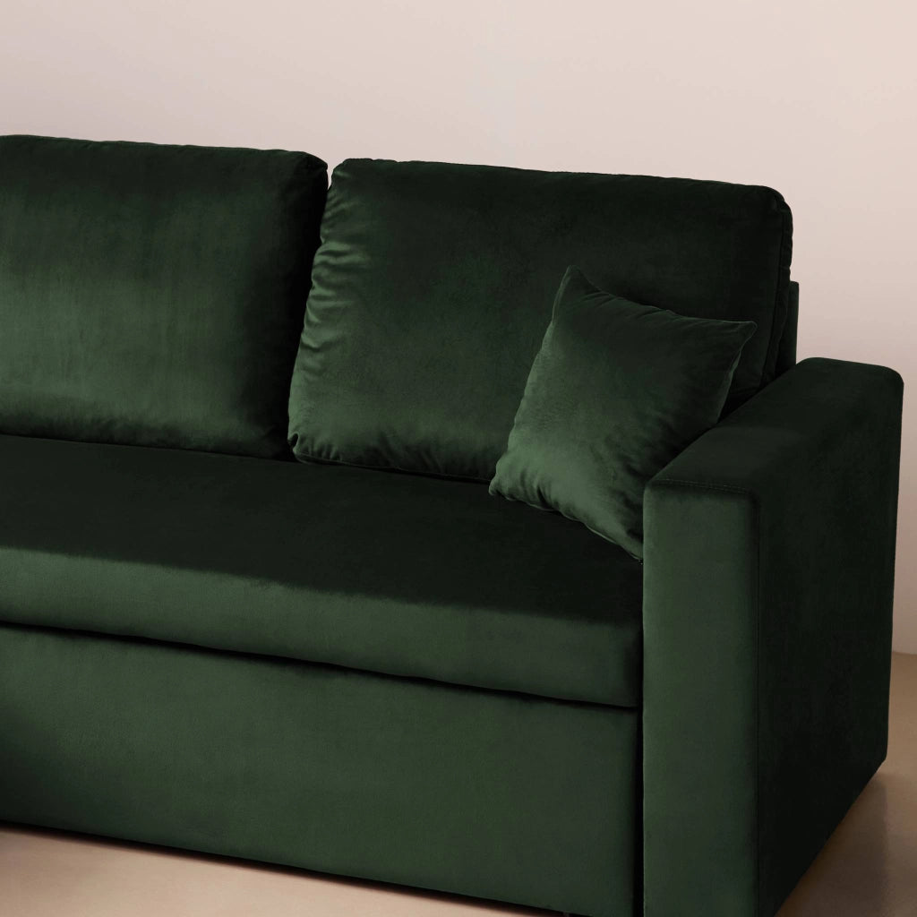 Divano letto angolare reversibile in velluto con contenitore, 3 posti,