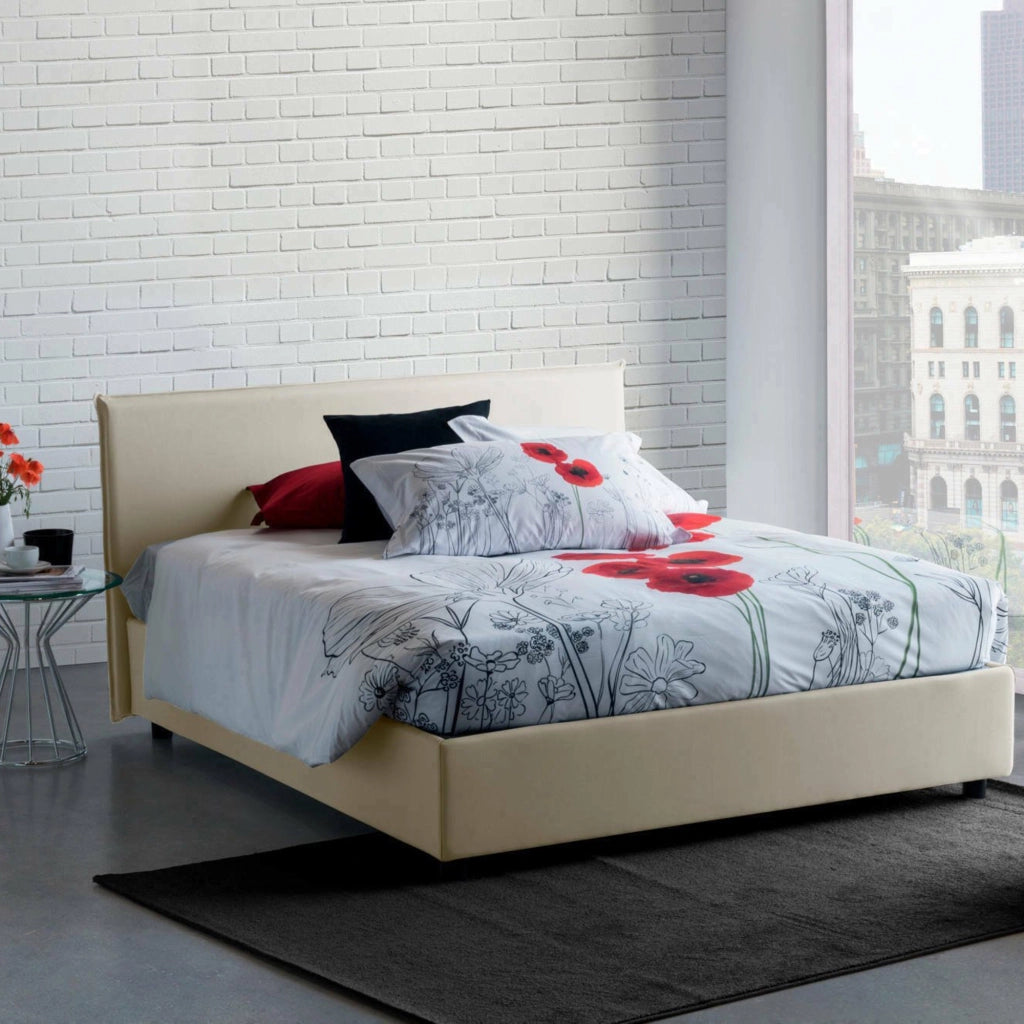 Letto Matrimoniale Anassimene, Letto Matrimoniale Materasso Incluso Made in Italy, Beige