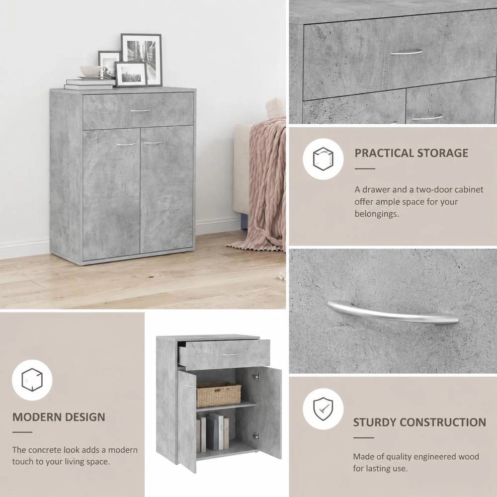 Sideboard Concrete Grey 60x30x75 Cm Wood Material