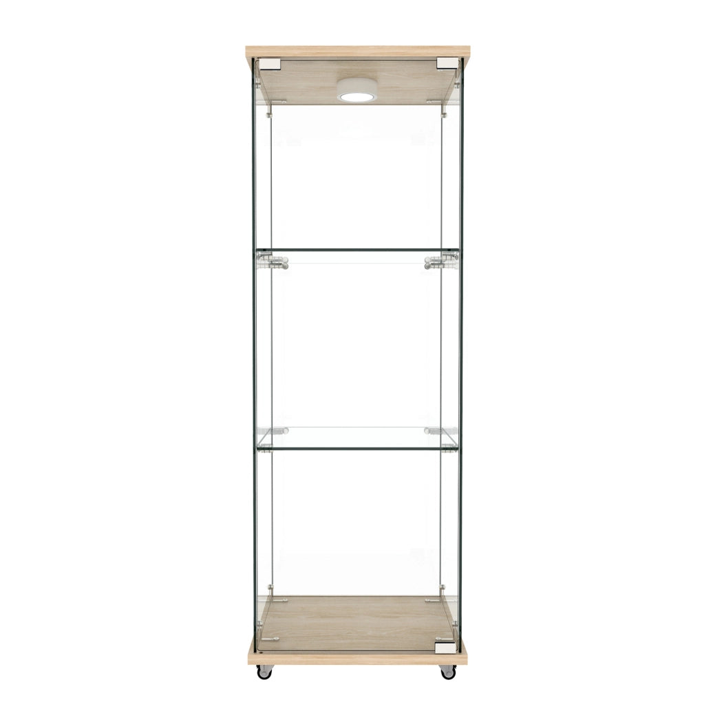 Vetrina con illuminazione LED e telecomando in MDF e vetro naturale