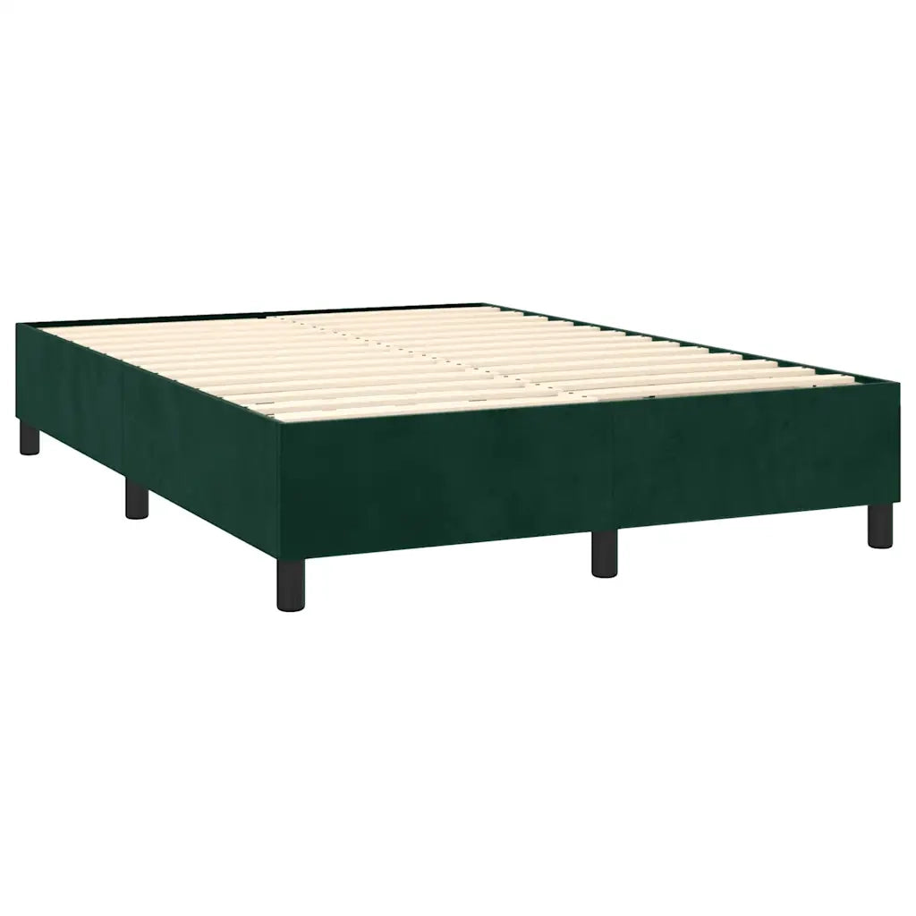 Letto a Molle con Materasso e LED Verde Scuro 140x200cm Velluto 3136008
