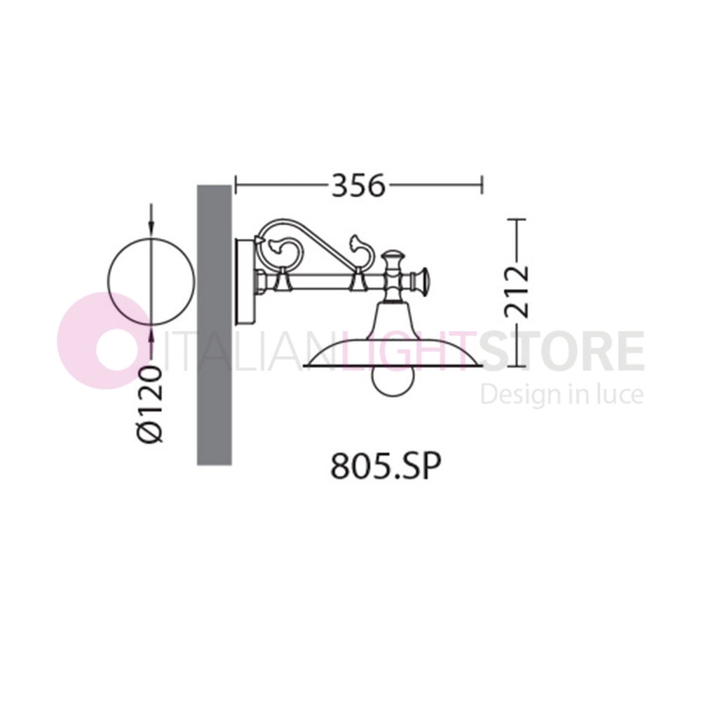 POGGIOPIANO Lanterna a parete L. 35 Applique per Esterno Piatto d.25