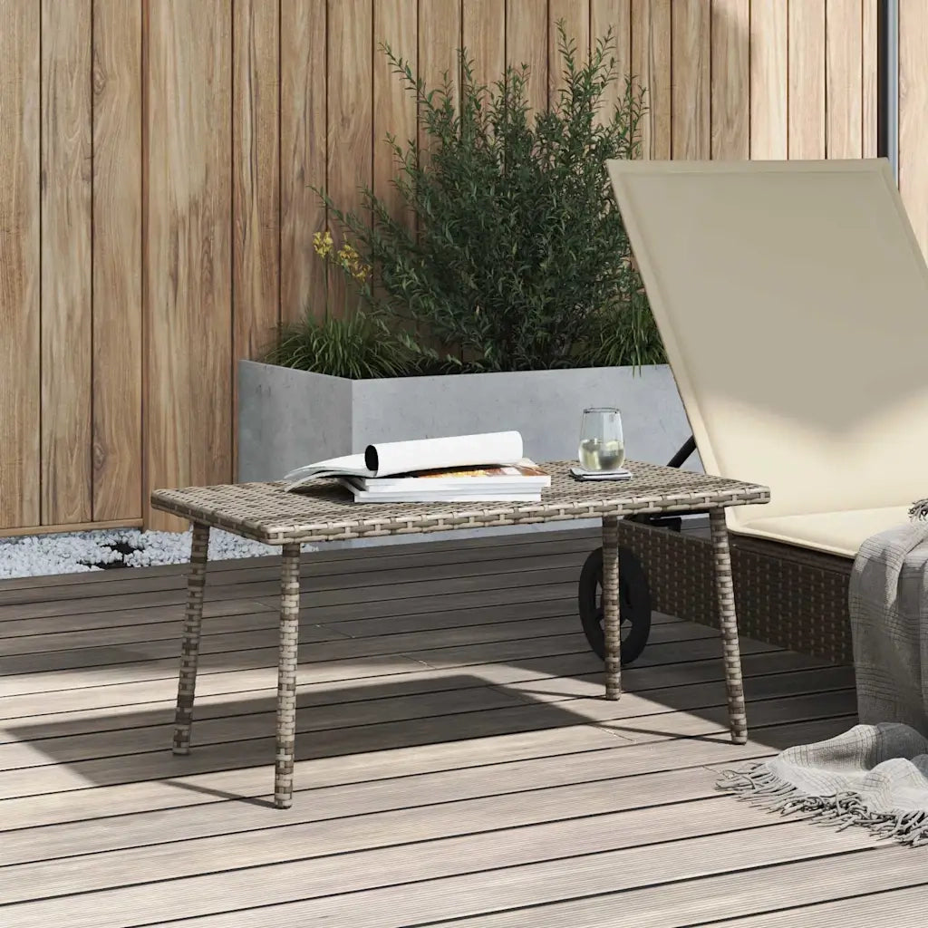 Tavolino da Giardino | Tavolino da esterno Rettangolare Grigio 80x40x37 cm Polyrattan