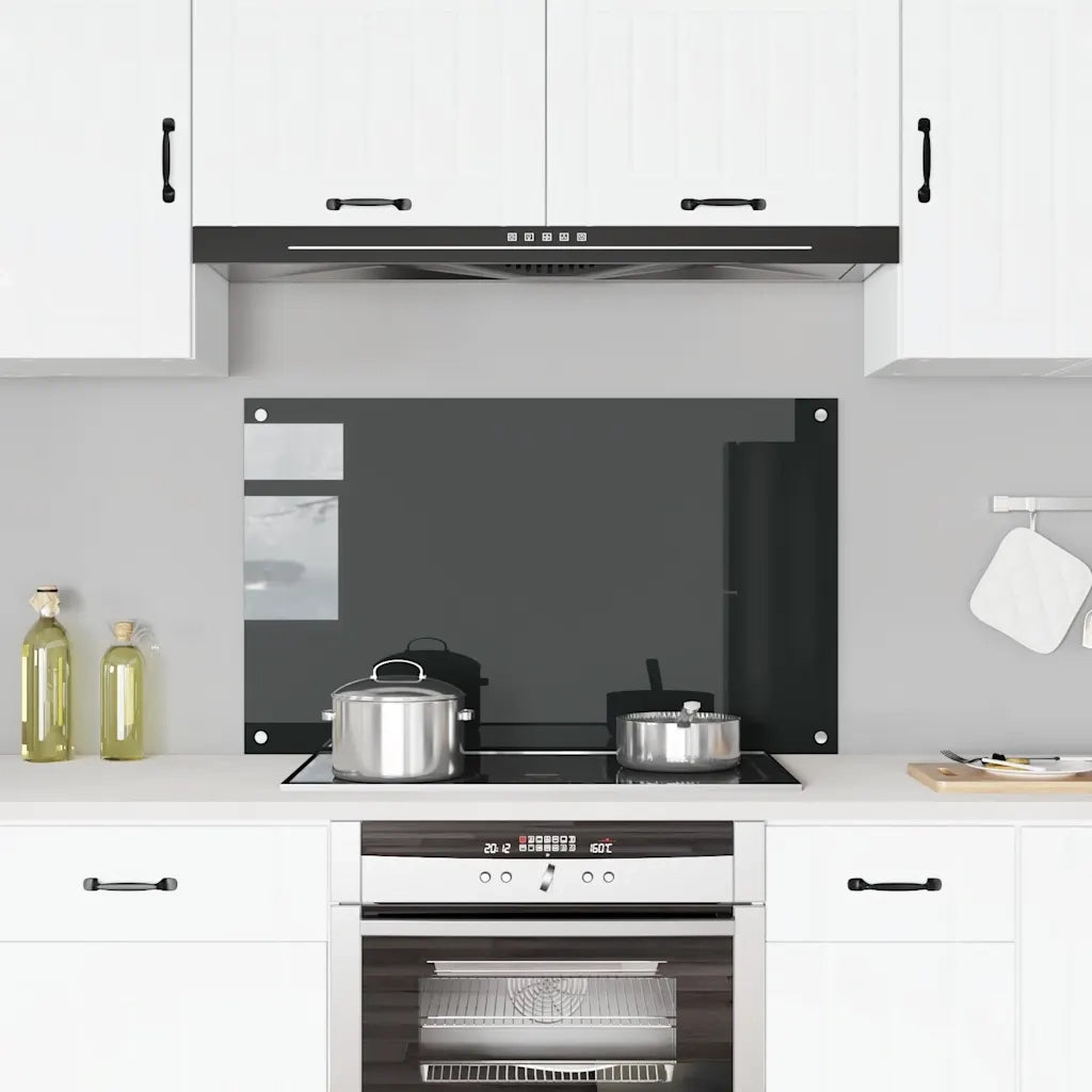 Paraschizzi per Cucina Nero 100x60 cm in Vetro Temperato 249492