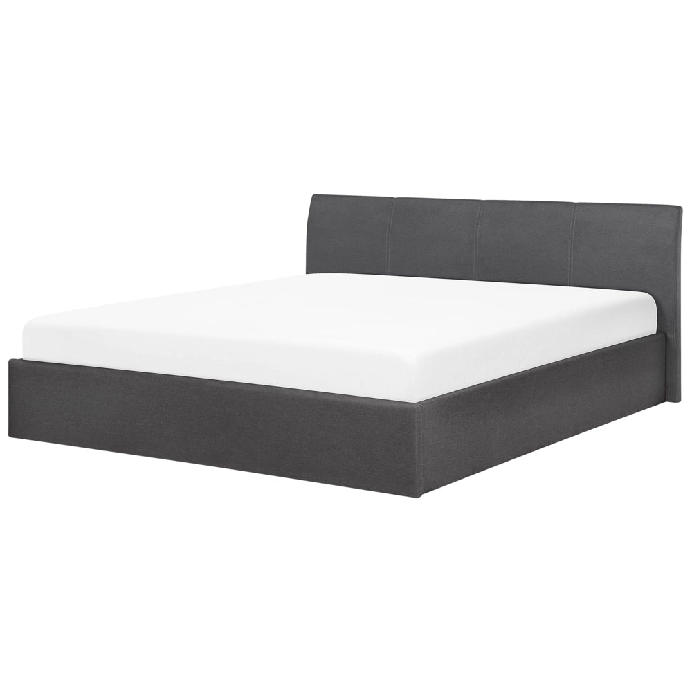 Struttura del letto grigio 180 x 200 cm con contenitore rialzato con testiera