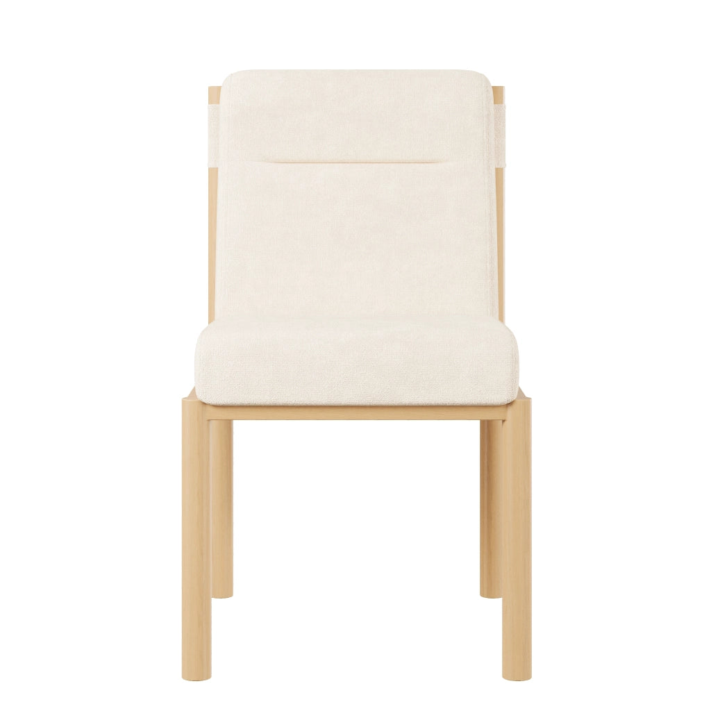 Set di 2 sedie da pranzo - Zephmum - Tela Sherpa - Struttura in effetto quercia - Imbottitura spessa - Beige