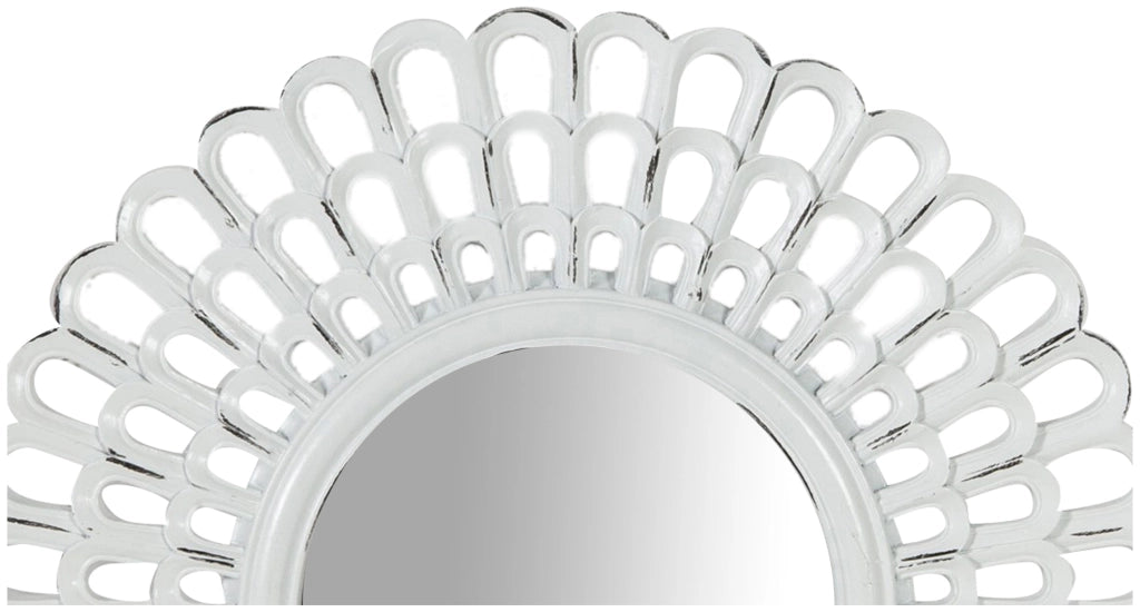 Biscottini Specchiera da appoggio diam.L21xPR2 cm finitura bianco anticato. Realizzata