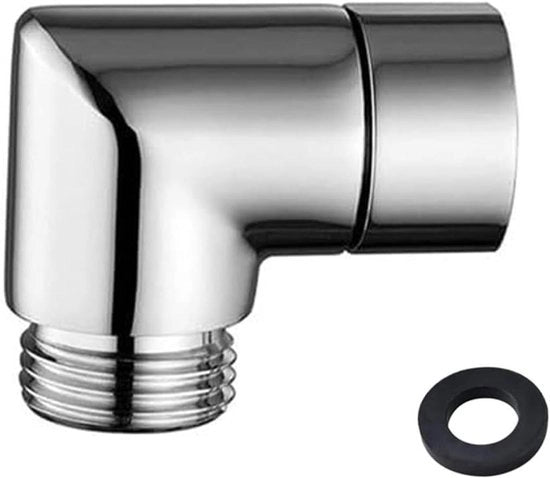 Adattatore per doccia - Connettore angolare per tubo doccia con curva a 90 gradi - Accessorio braccio doccia - Connettore mobile - Inclusi guarnizioni di chiusura - Per doccia manuale - Accessorio bagno con connessione 1/2 pollice