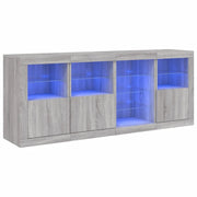 Credenza | Madia | Buffet da pranzo | Armadio da pranzo con Luci LED Grigio Sonoma 164x37x67 cm