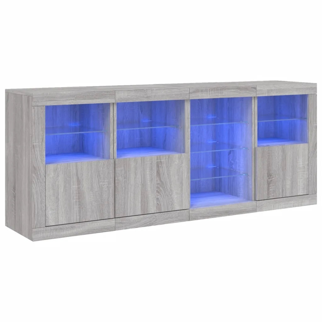 Credenza | Madia | Buffet da pranzo | Armadio da pranzo con Luci LED Grigio Sonoma 164x37x67 cm