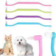 4 borsette a doppia faccia per gatti e piccoli cani con testa a microcop e manico curvo accessori per la cura dei denti