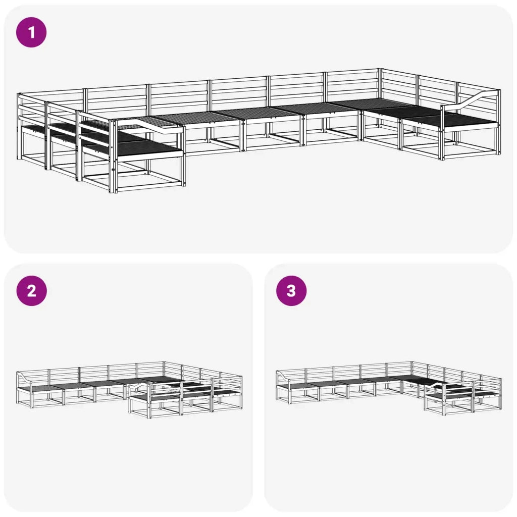 Set di divani da esterno 10 pcs Bianco Legno di Acacia Massello