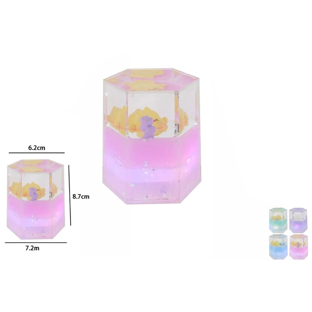 Trade Shop - Decorazione Statuetta Forma Esagono Luminosa Musicale Con Figure Ornamenti Regalo 73799 -