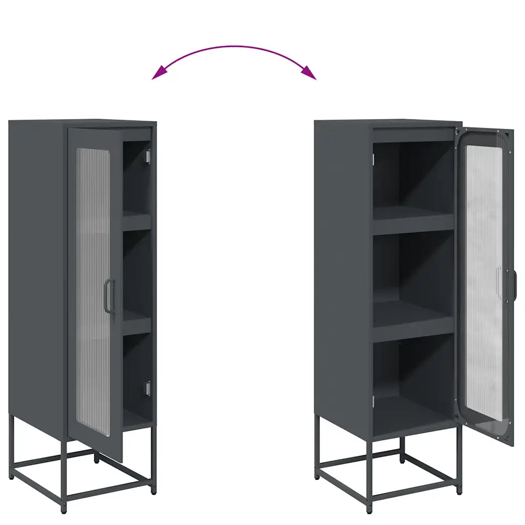Credenza | Madia | Buffet da pranzo | Armadio da pranzo Antracite 36x39x123 cm Acciaio Laminato a Freddo