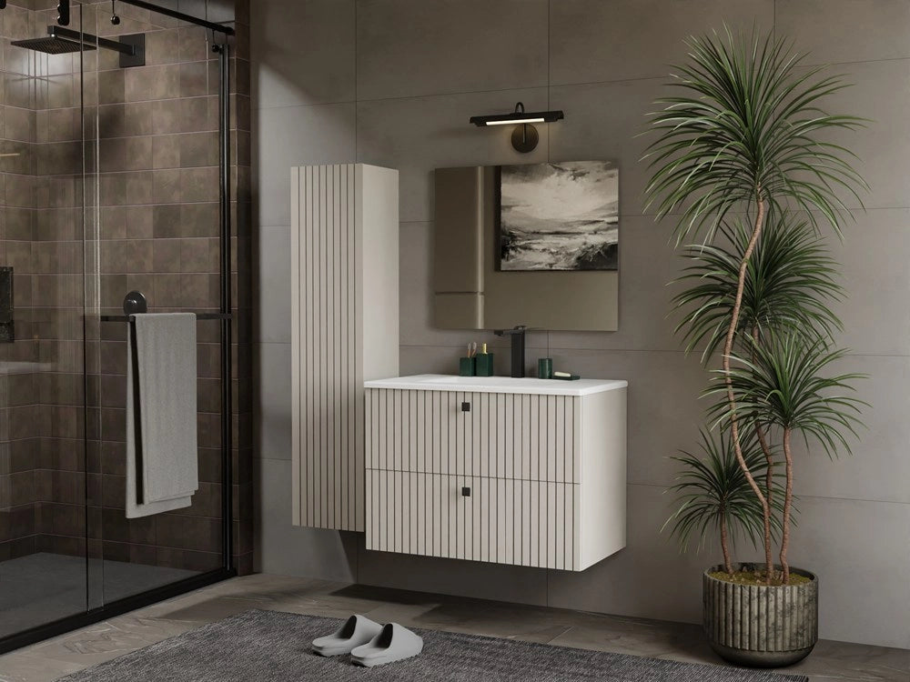Mobile sottolavabo TIGO 80 2s cashmere scanalato frontale + umywalka