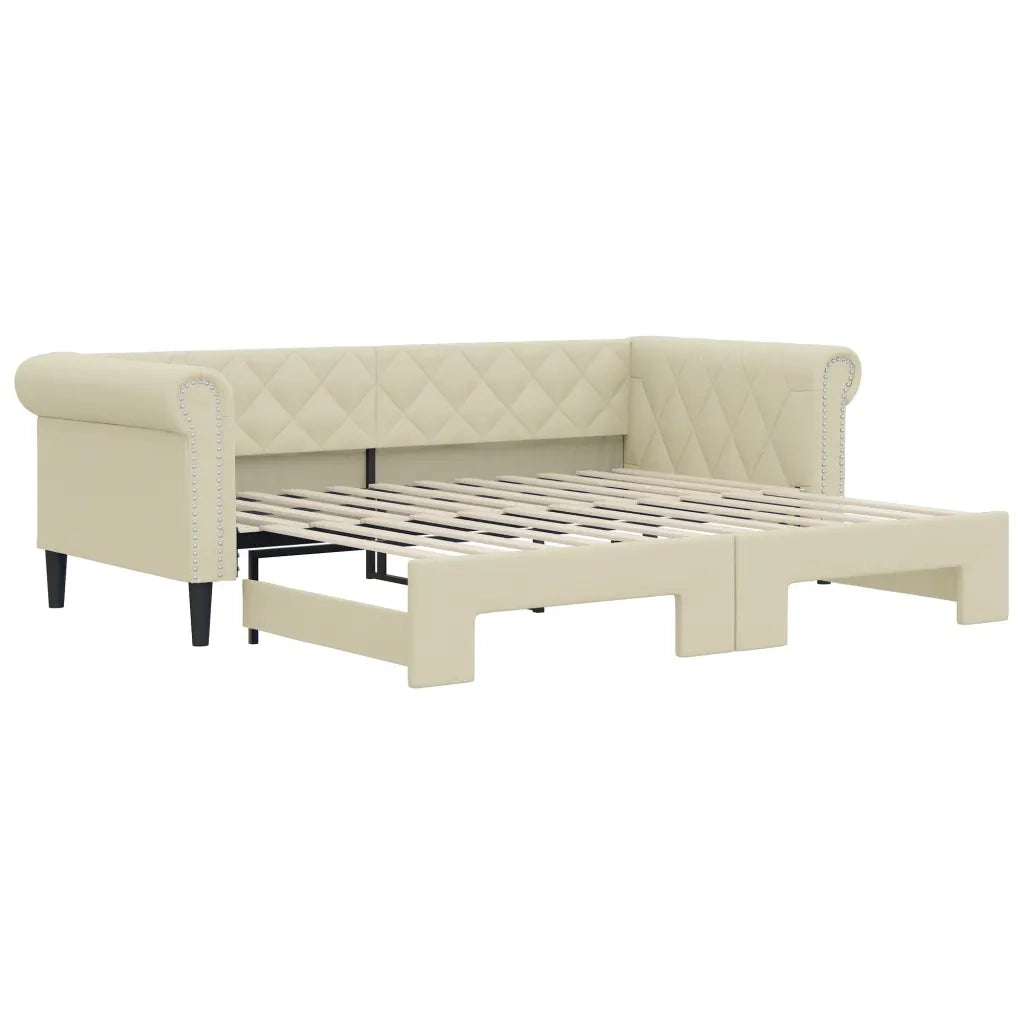 Divano Letto con Letto Estraibile Crema 90x200 cm in Similpelle 3197725