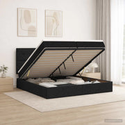 Letto Ottomano con Materasso e LED Nero 200 x 200 cm Tessuto 3458099