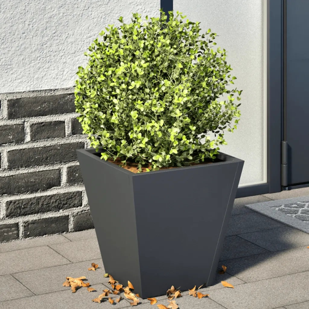 2 pz Fioriere | Cassetta per fiori | Vaso da Giardino Antracite 30x30x30 cm in Acciaio