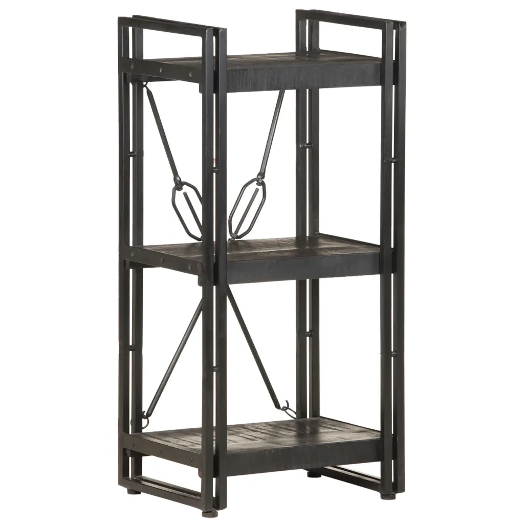 Libreria a 3 Ripiani 40x30x80cm Nero in Legno Massello di Mango 320625