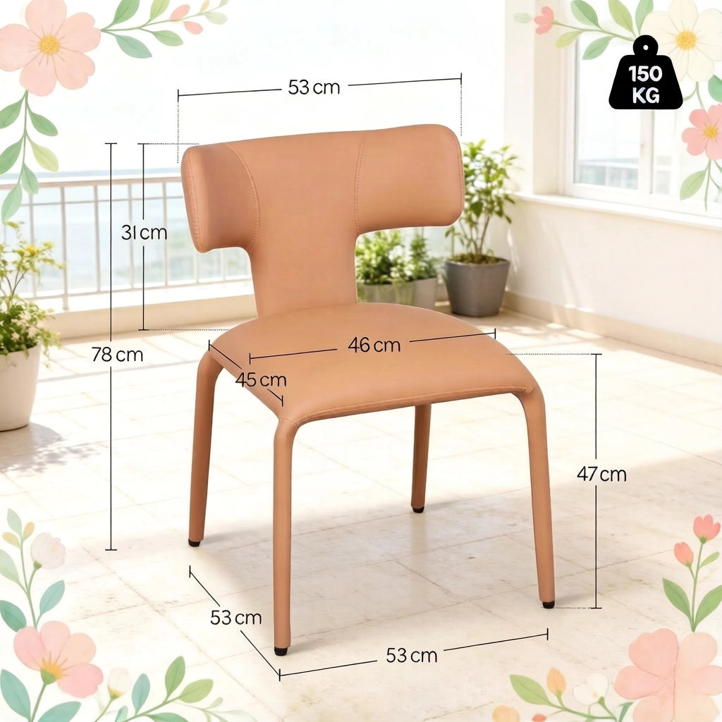 SEDIA con schienale curvo 53x53x78 cm Similpelle Marrone Chiaro Set da 2 pezzi