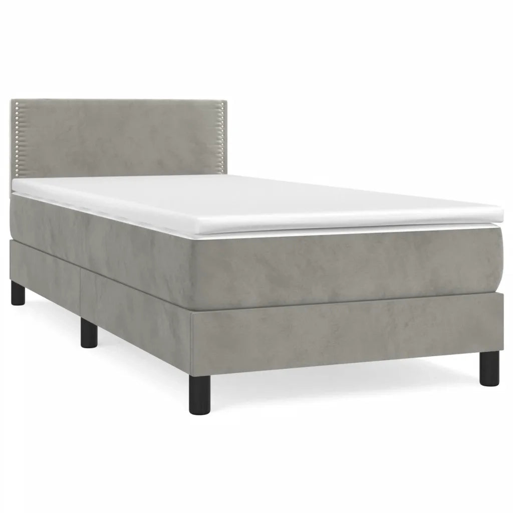 Giroletto a Molle con Materasso-Struttura Letto con Materasso Grigio Chiaro 100x200cm Velluto 247443