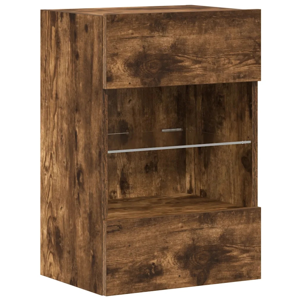 Mobili da parete con luci LED per TV 2pz-Set di 2 Credenza per TV Rovere Fumo 40x30x60,5 cm