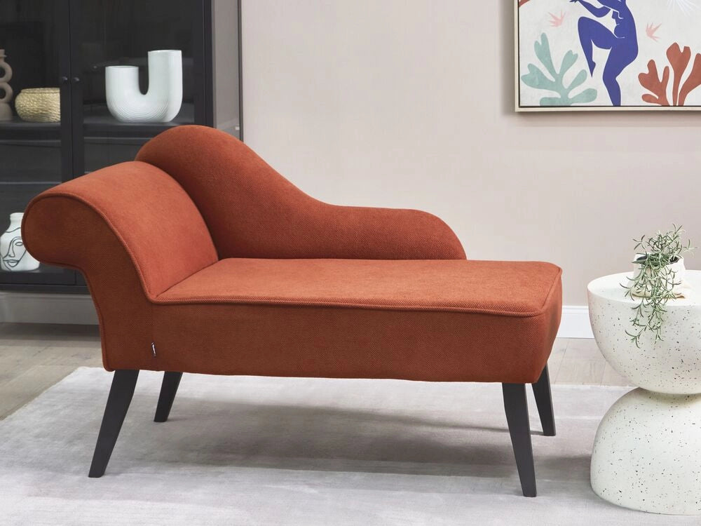 Chaise longue Rosso Rivestimento in Tessuto Gambe in Legno Scuro versione sinistra Retro