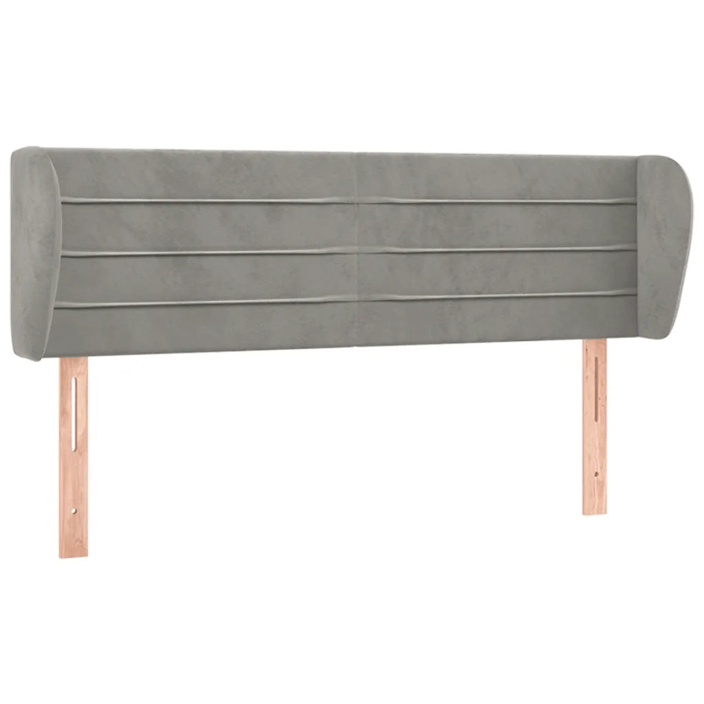 Testiera | Testata ad Orecchio Grigio Chiaro 147x23x78/88 cm in Velluto