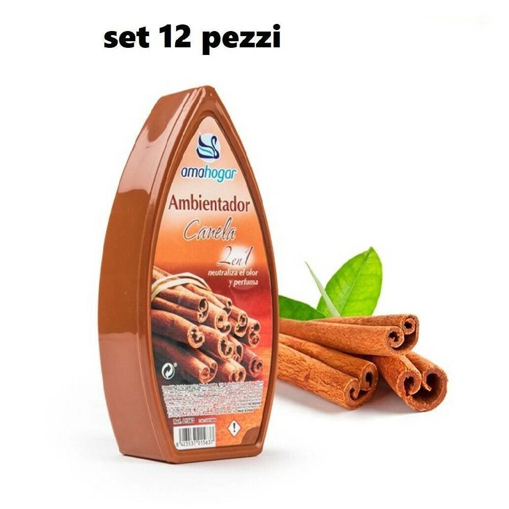 Trade Shop - Set 12 Deodoranti Gel Profumo Ambiente Assorbi Odori 2in1 Fragranza Cannella -