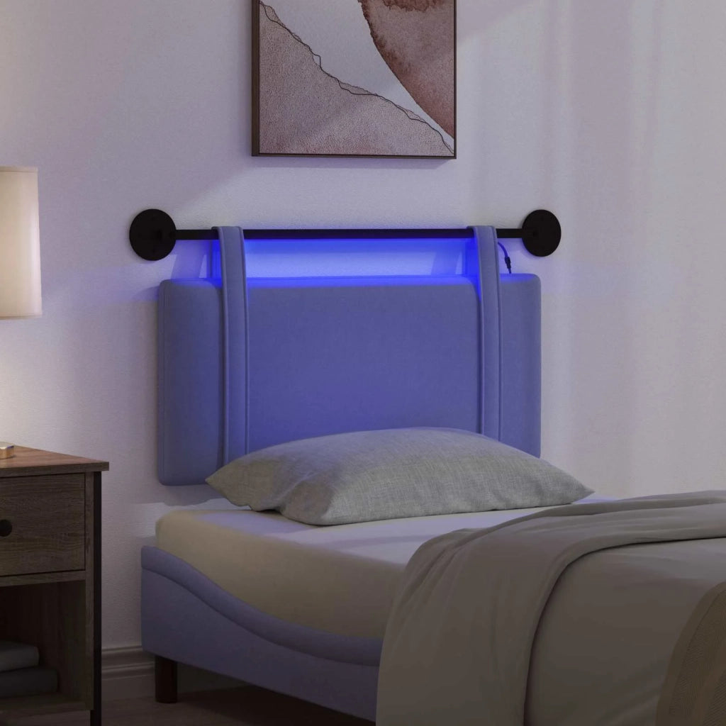 Testiera sospesa Con luce LED Blu jeans Tessuto