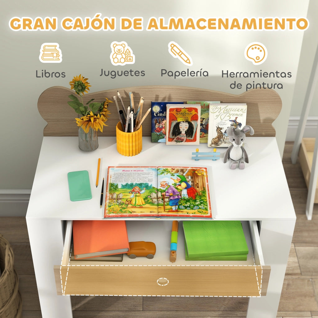 Scrivania per Bambini con Sedia ¨C zephmum ¨C Legno 80x41x74,5 cm
