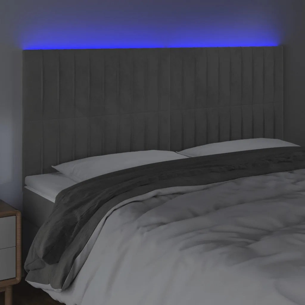 Testiera | Testata a LED Grigio Chiaro 160x5x118/128 cm in Velluto